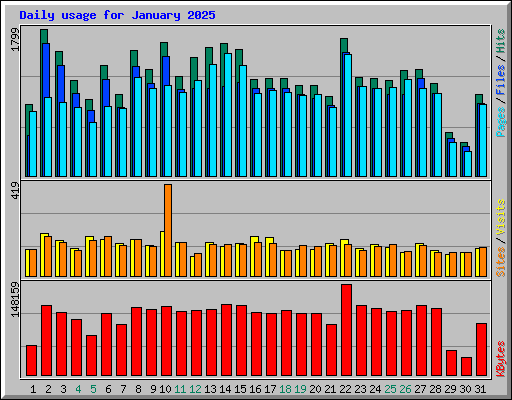 Daily usage for January 2025